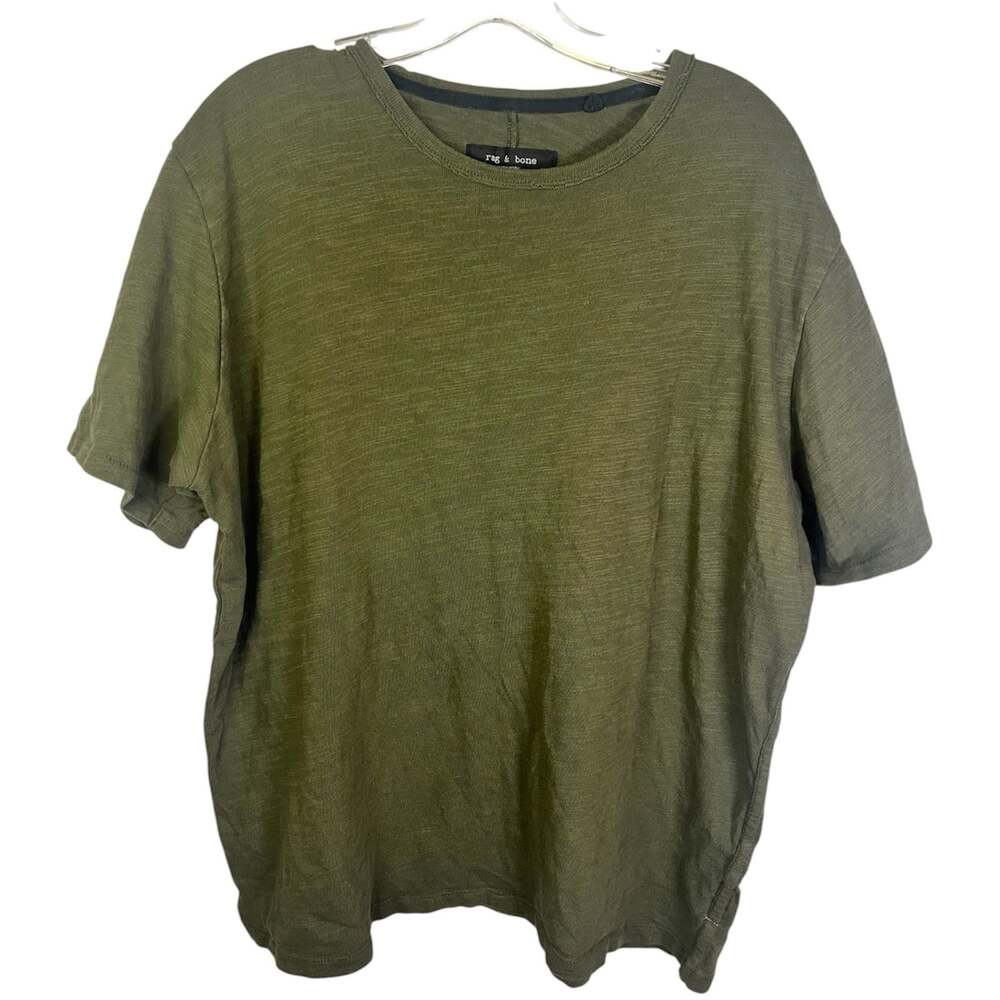 Rag & Bone Men’s Sz L Classic Flame Slub Cotton Tee Shirt Olive Peruvian Cotton